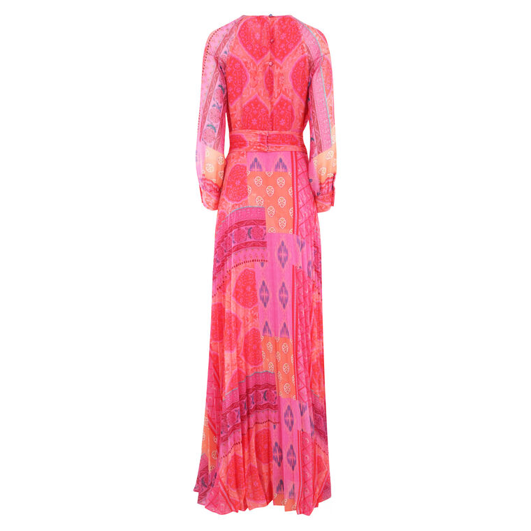 Chiffon Floral Pleated Maxi Gown image number null