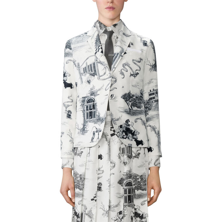 Unconstructed Silk Twill Sportcoat In Hector Toile image number null