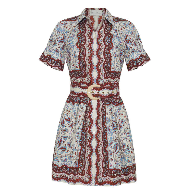 Malena Short Sleeve Belted Mini Dress image number null