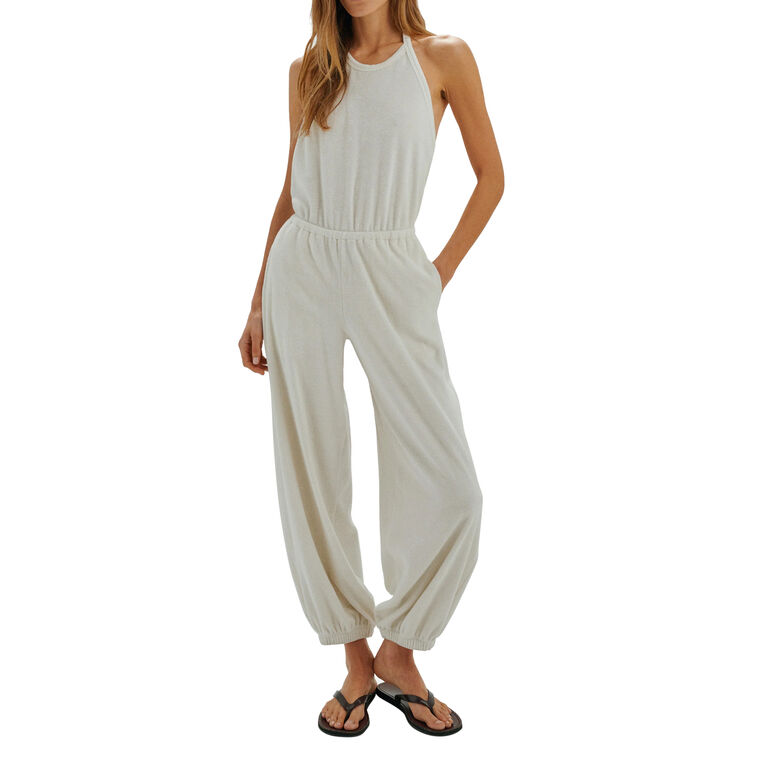 Anna Halter-Neck Terrycloth Jumpsuit image number null