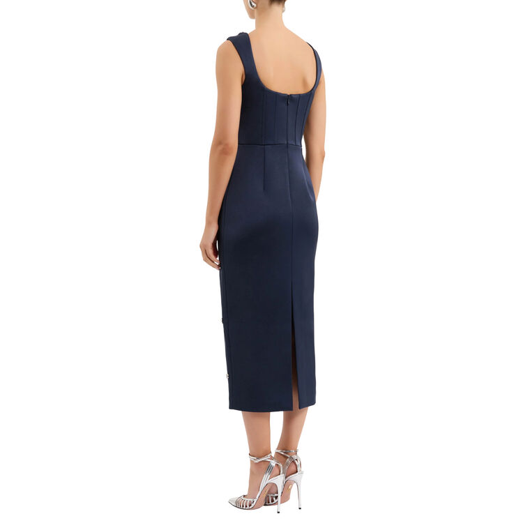 Ayla Sleeveless Embellished Satin Midi Dress image number null