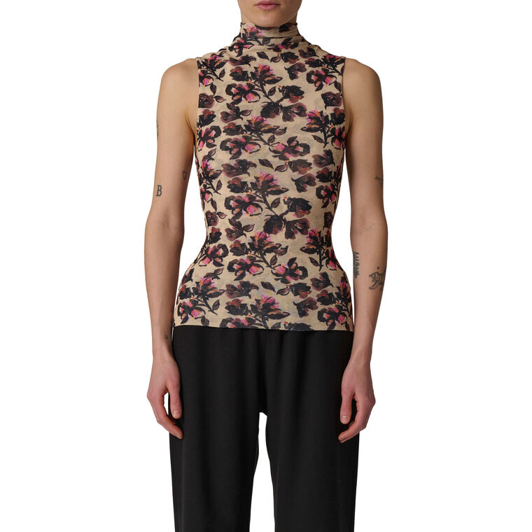 Annyka Sleeveless Printed Mesh Jersey Top image number null