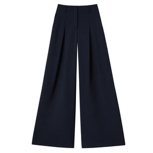 Wool Double Face Warren Inverted Pleated Wide Leg Pant