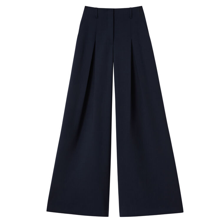 Wool Double Face Warren Inverted Pleated Wide Leg Pant image number null