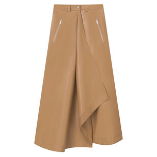 Neith Draped Alt-Leather Midi Skirt