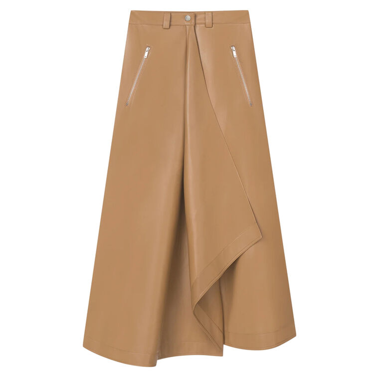 Neith Draped Alt-Leather Midi Skirt image number null