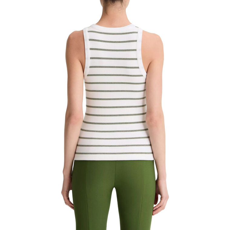 Striped Ribbed Scoop-Neck Tank image number null