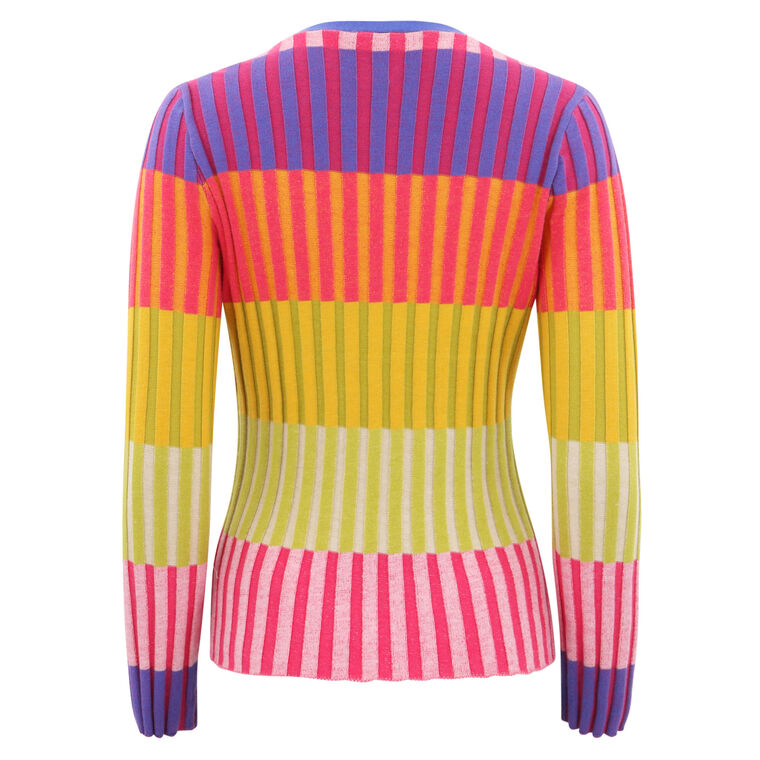Colorblock Multi Rib Crew Neck Sweater image number null