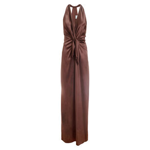 Ava Sleeveless Plunging Neckline Satin Gown