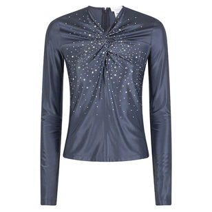 Long Sleeve Rhinestone Front Top