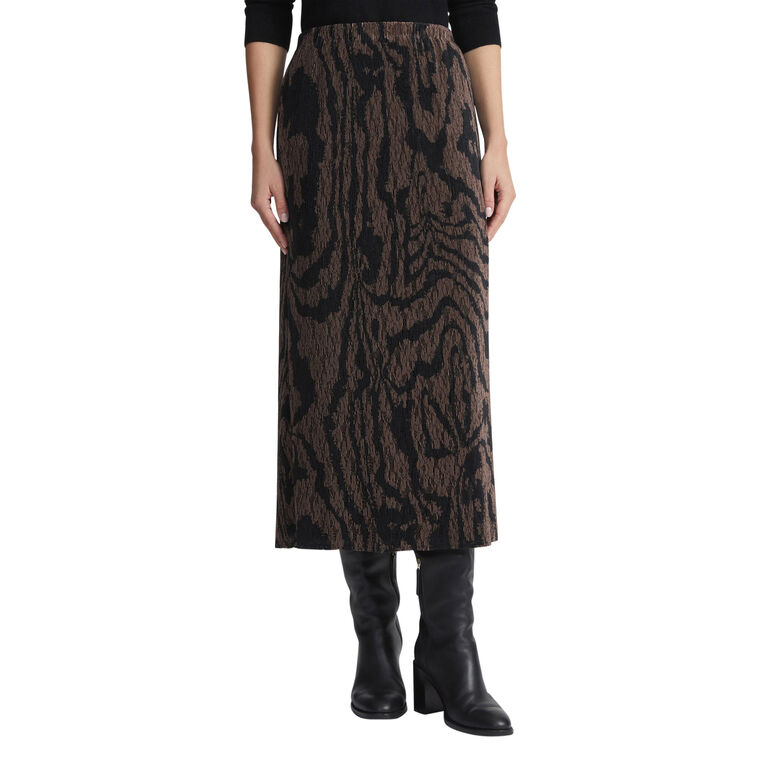 Wood Grooves Print Pull On Midi Skirt image number null