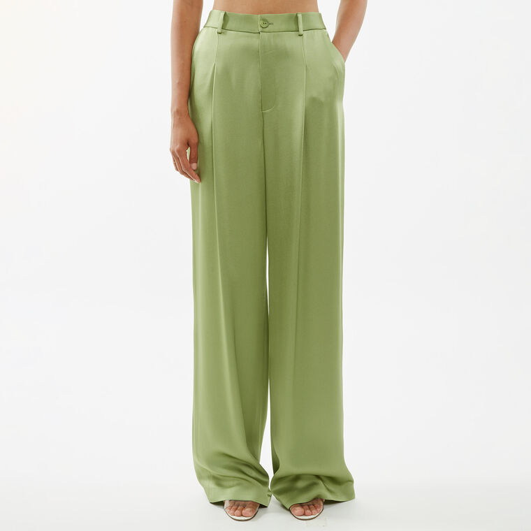 Doubleface Satin Relaxed Pleated Pant image number null