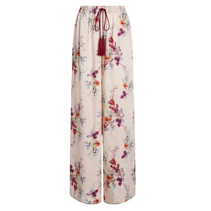 Alba Iris Bouquet Wide-Leg Tie-Waist Pant
