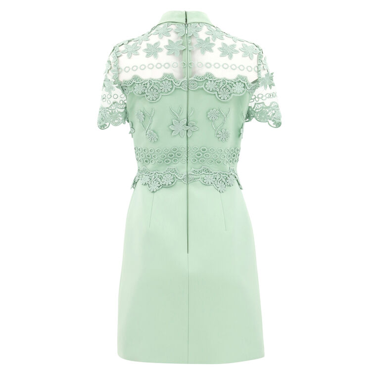 3D Floral Embroidered Cady Short Dress image number null