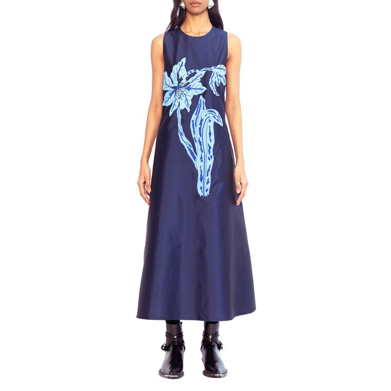 Bennet Sleeveless Floral-Embroidered Midi Dress image number null