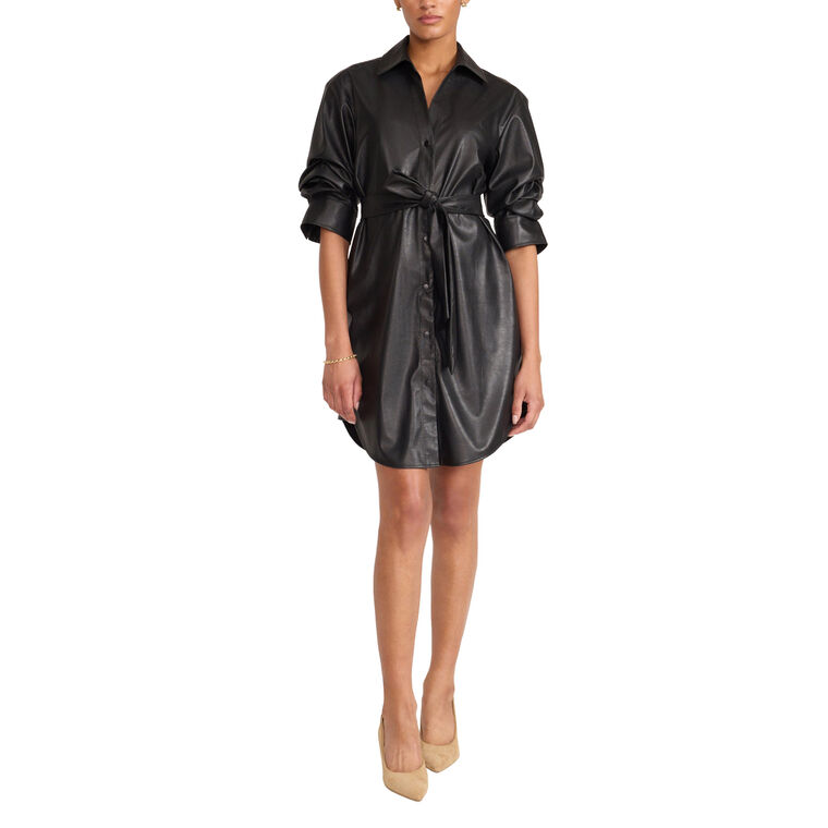 The Pia Vegan Leather Dress image number null