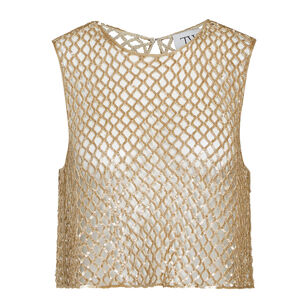 Sequin Open-Stitch Muscle Tee