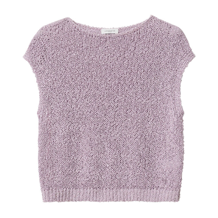 Open Stitch Bateau Neck Cap Sleeve Sweater image number null