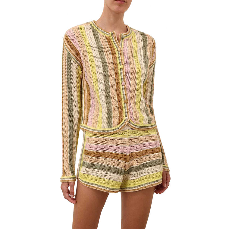 Indra Stripe Crochet Cardigan image number null
