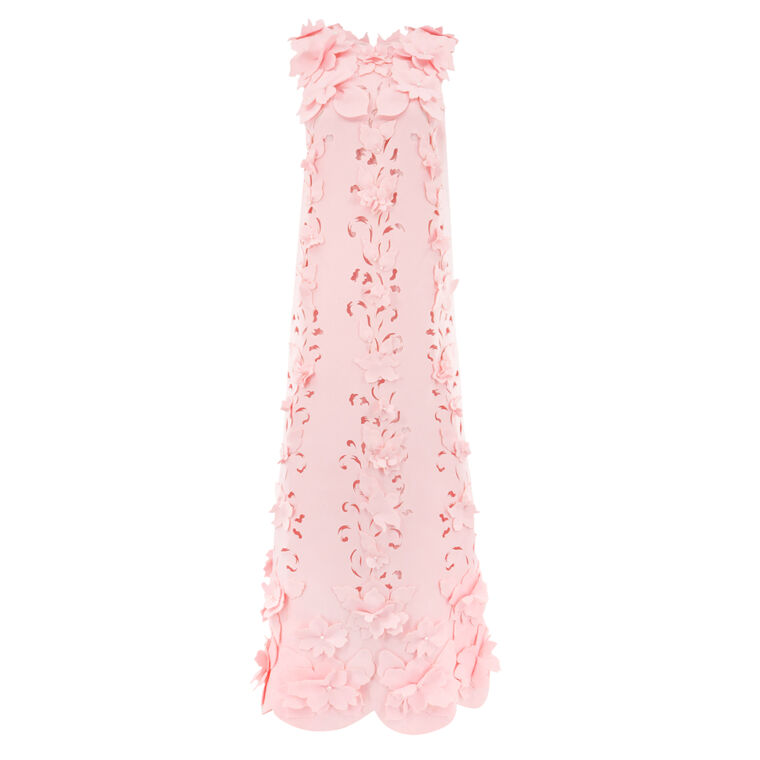 3D Floral Embroidered Sleeveless Shift Gown image number null