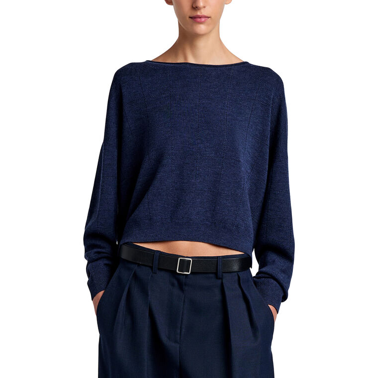 Conley Cropped Knit Sweater in Lightweight Merino image number null