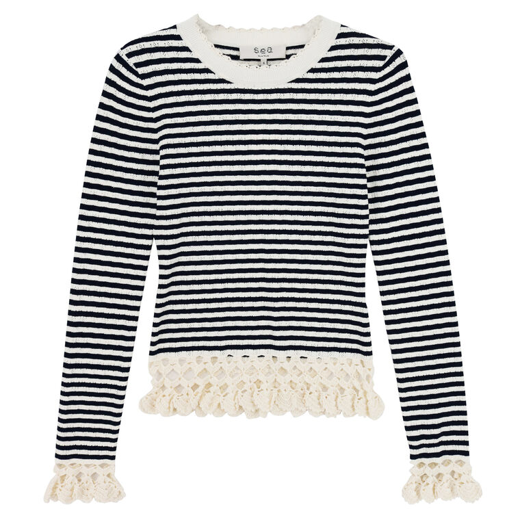 Addy Striped Knit Long Sleeve Top image number null