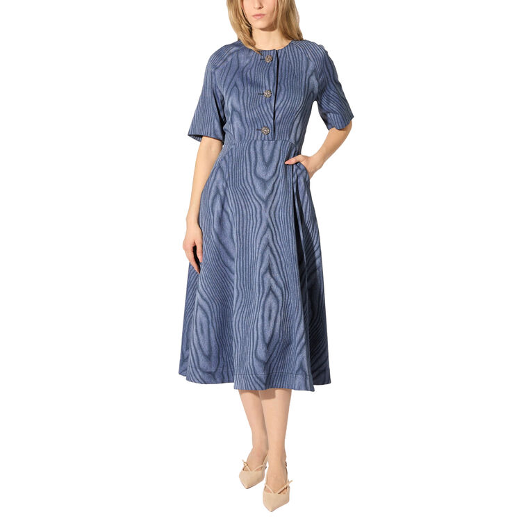 Moire Denim Dress image number null