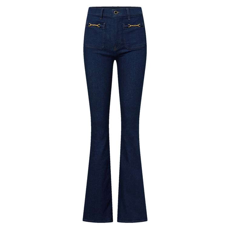 Beverly Chain-Pocket High-Rise Skinny-Flare Jean image number null