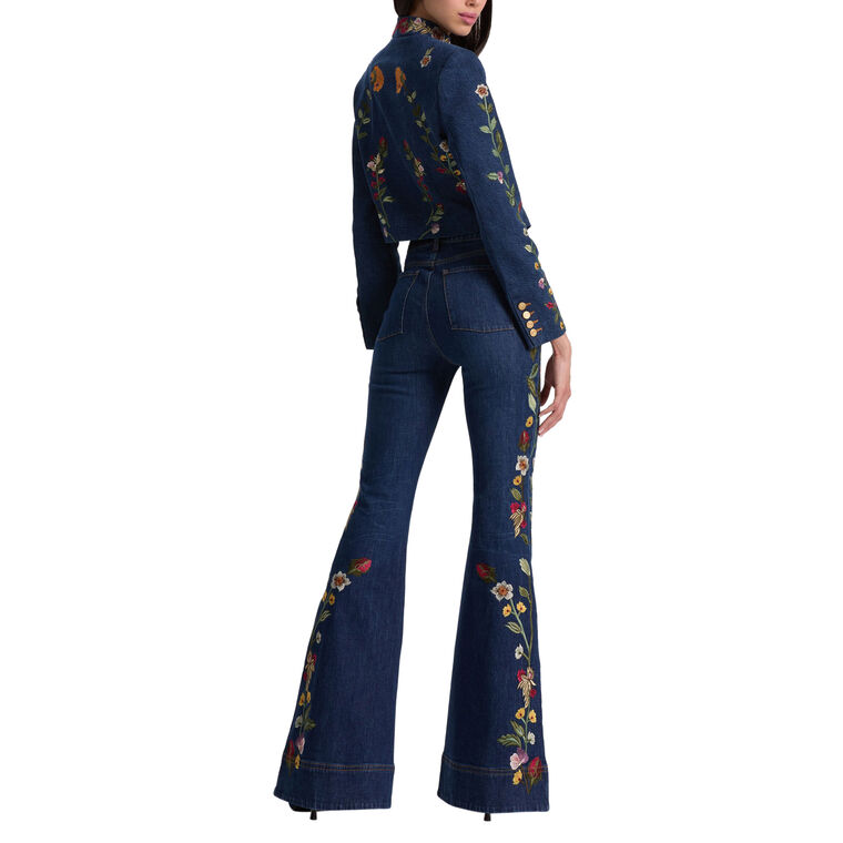 Beautiful High Rise Embroidered Bell Bottom Jeans image number null
