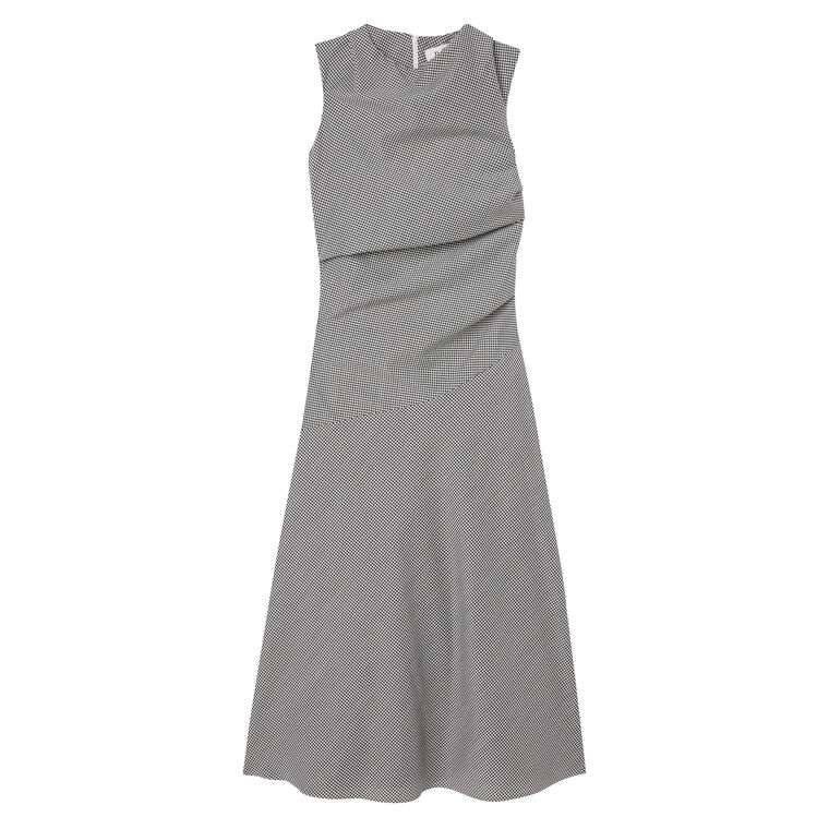Sleeveless Twisted Mini Check Cowl Neck Dress image number null