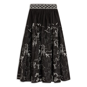 Ombretta Skirt with Wild Horse Embroidery