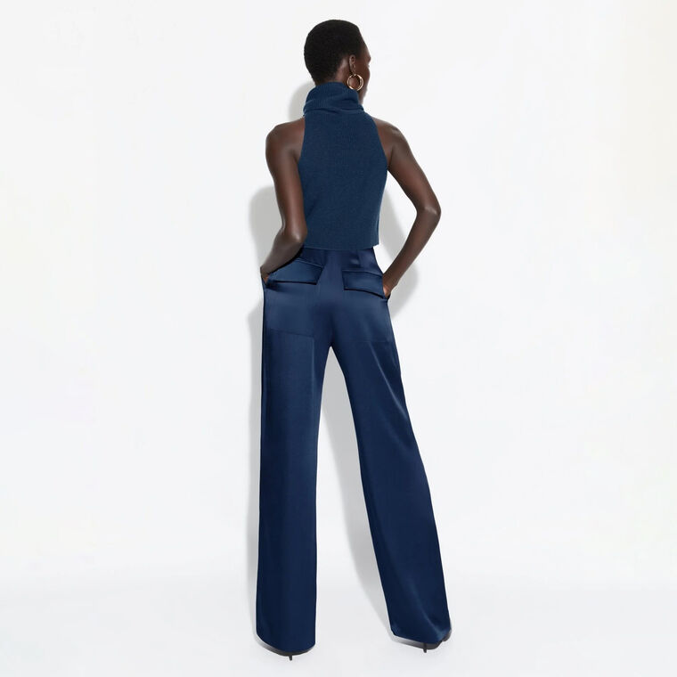 Satin Relaxed Pleated Pant image number null
