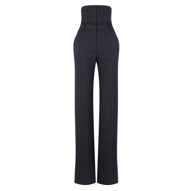 High-Waisted Corset Tailored Pinstripe Trouser image number null
