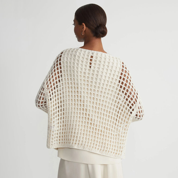 Open Stitch Bateau Neck Sweater image number null