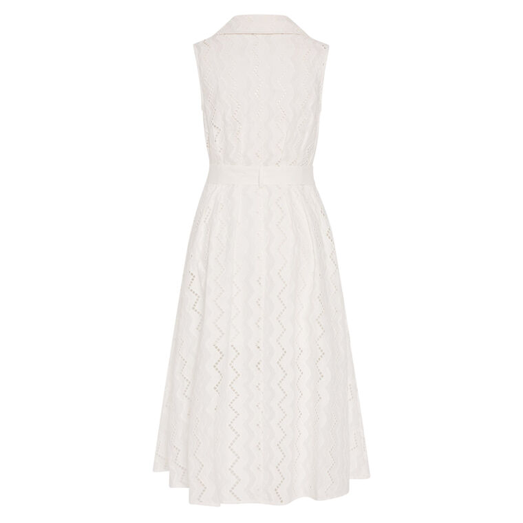 Leya Sleeveless Belted Eyelet Midi Dress image number null