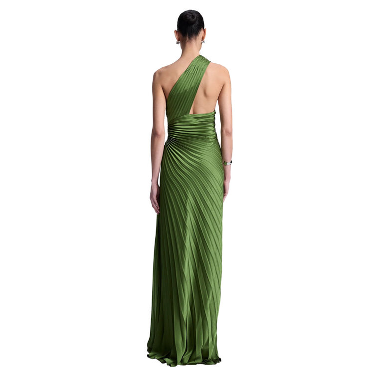 Lara Satin Pleated One-Shoulder Gown image number null