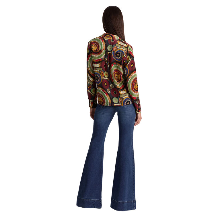 Willa Long Sleeve Placket Silk Top image number null