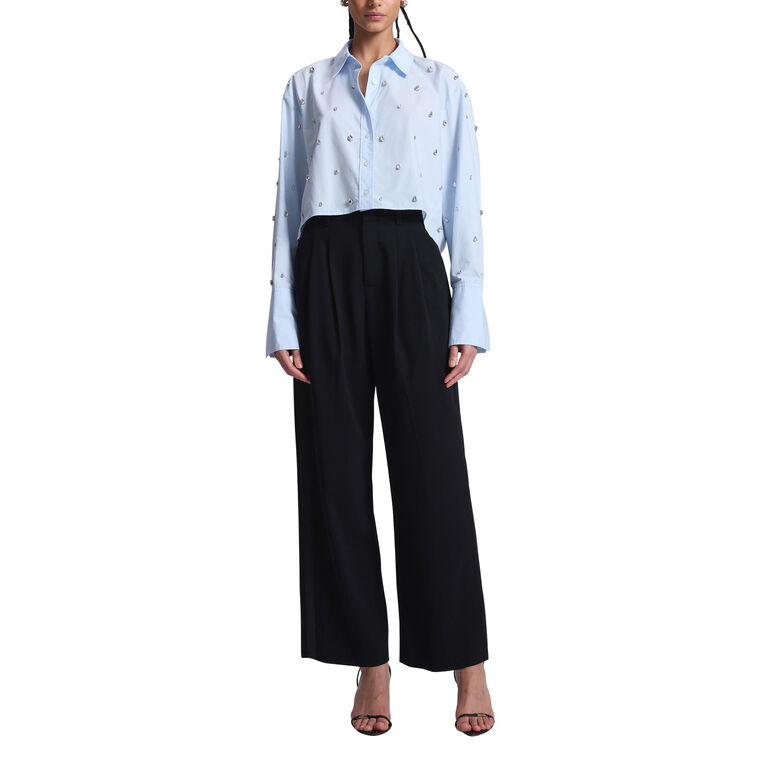 Mackie Embellished Cropped Cotton Shirt image number null