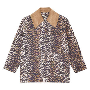 Leopard Print Canvas Midi Jacket