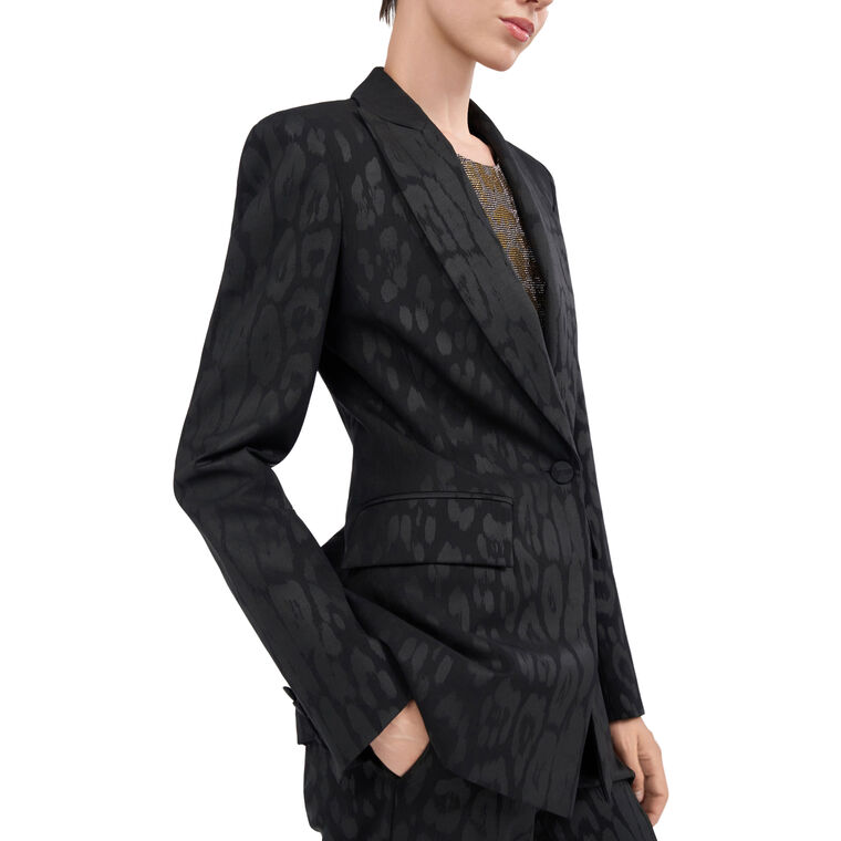Leopard One Button Blazer image number null