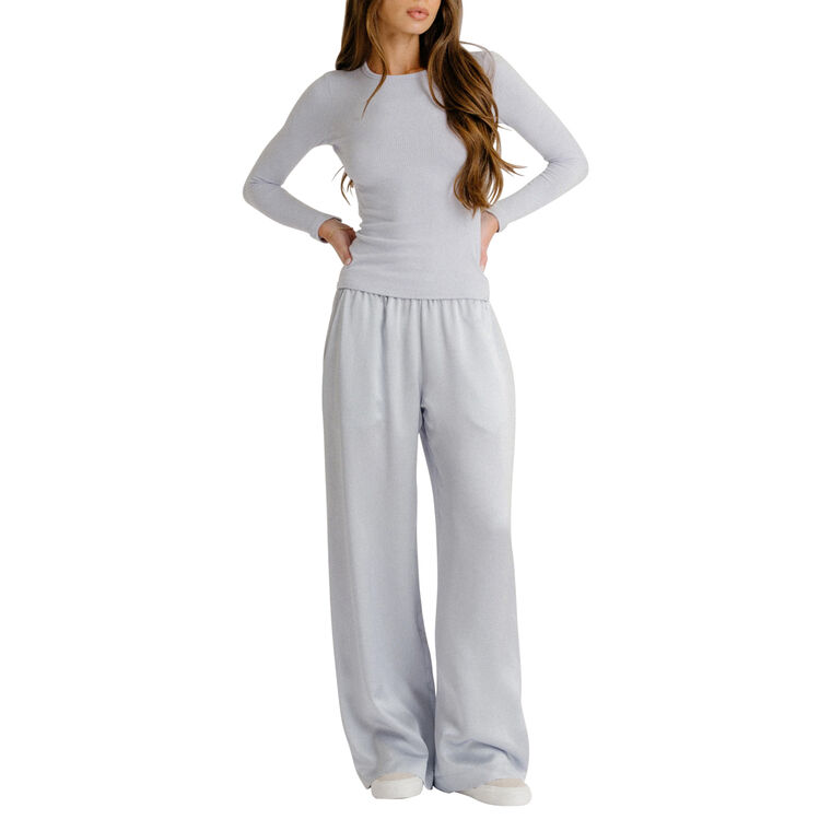 Brynn High Rise Pull On Wide Leg Silk Pant image number null