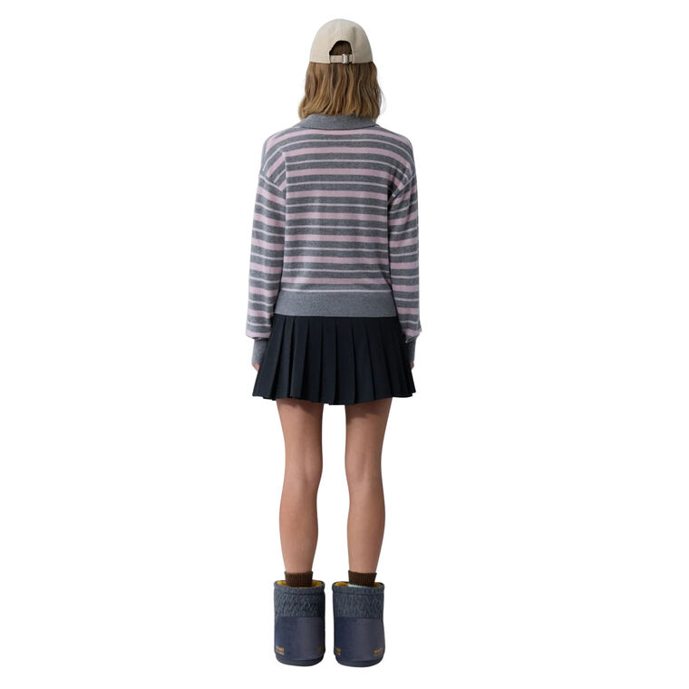 Collegiate Long Sleeve Cashmere Stripe Polo Sweater image number null