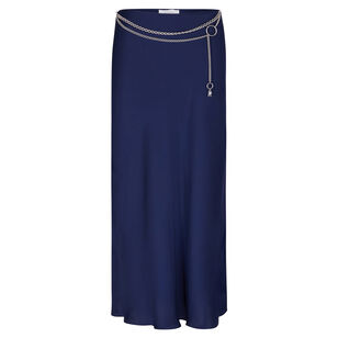 Chain Detail Satin Midi Skirt