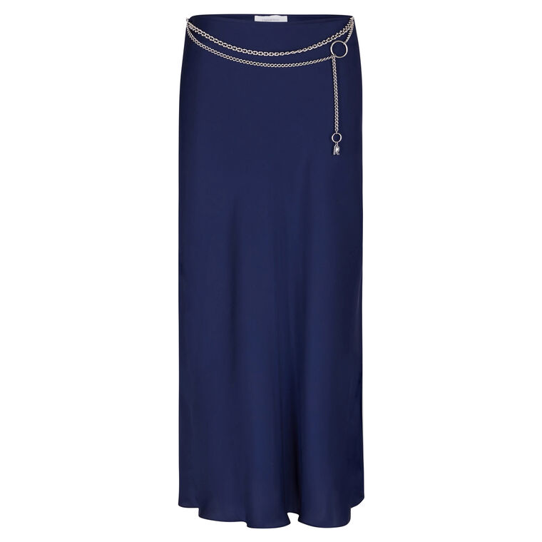 Chain Detail Satin Midi Skirt image number null