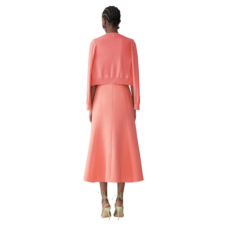 Floral-Embroidered Long Sleeve Crewneck Cardigan image number null