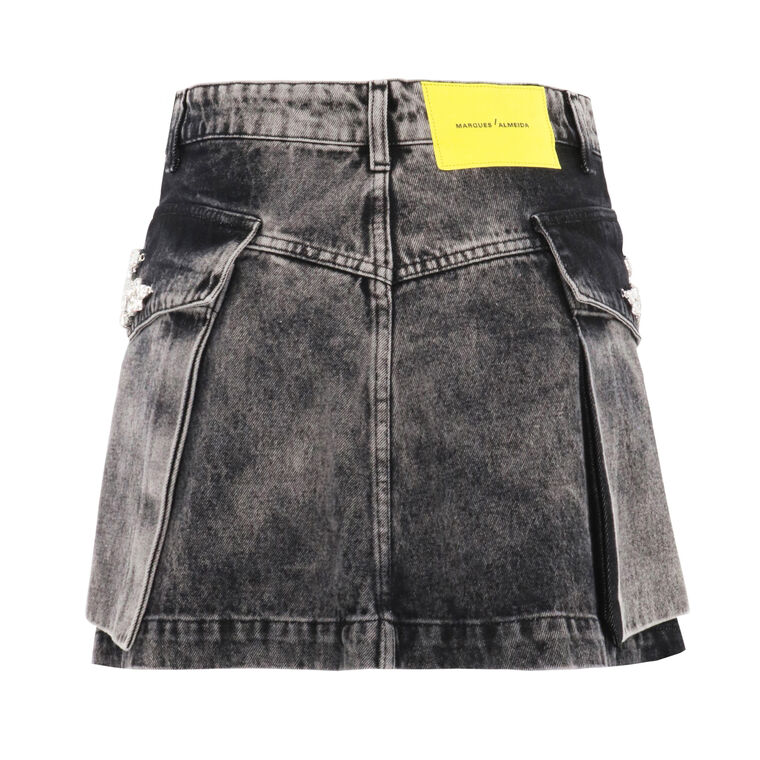 Acid Wash Embellished Mini Skirt image number null