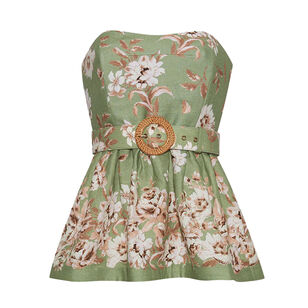 Tilda Strapless Belted Peplum Top