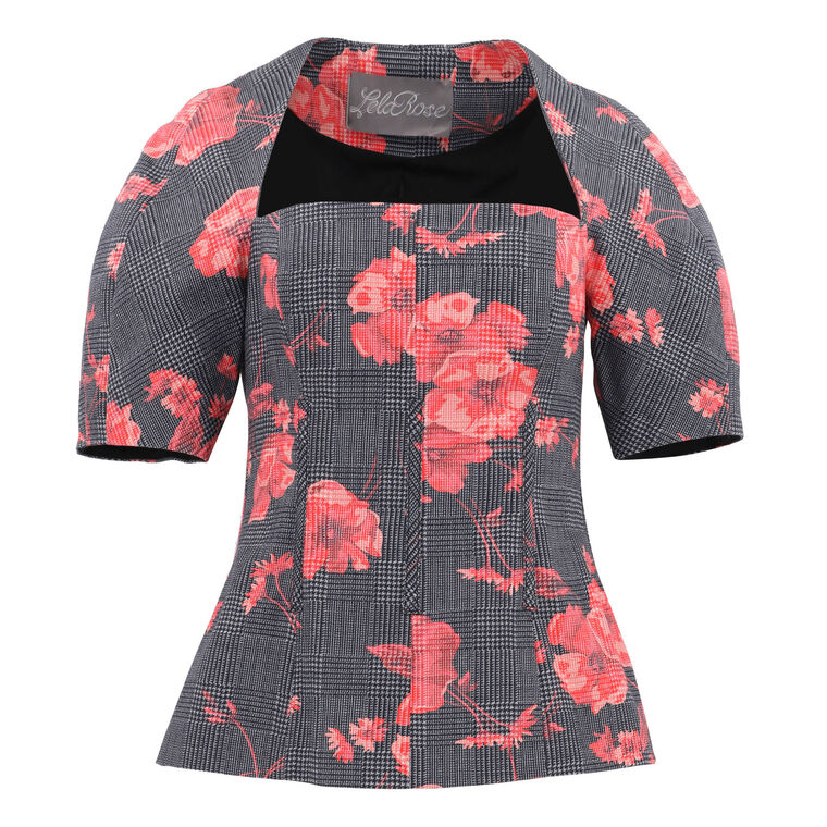 Floral Check Bustier Top image number null