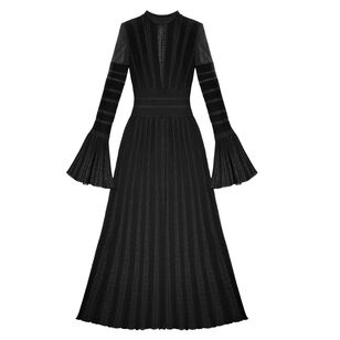 Glitter Cable Bell Sleeve Evening Gown
