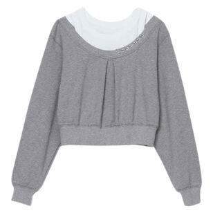 Long Sleeve Embellished Double Layer Top